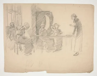 Studio iniziale per Stony Ground 1884, interno con figure