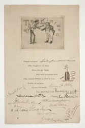 Incisione di E.A. Abbey: I Parentali - (illustrazione di un verso francese)