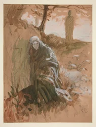 Figura nei boschi - illustrazione non identificata