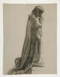 Studio di figura per Sir Lancillotto e Sir Bors che equipaggiano Galahad con i suoi speroni, dalla serie La ricerca del Santo Graal (secondo di una serie di quindici dipinti per la Biblioteca Pubblica di Boston, completata nel 1901)