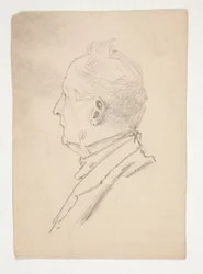 Testa di un uomo (recto); Frammenti di schizzi (verso)