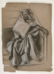 Serie del Sacro Graal. Studio di figura incappucciata.
