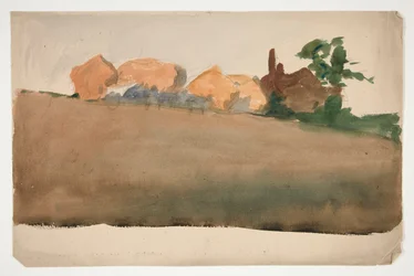 Paesaggio con case in lontananza