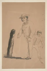 Uomo e ragazzo (recto); Teste e figure di cinesi (verso)
