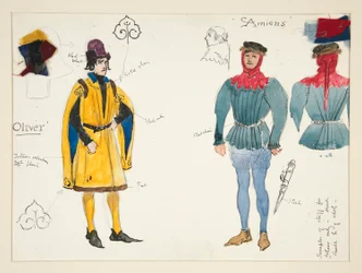 Olivier e Amiens, bozzetto di costume per Henry Irving