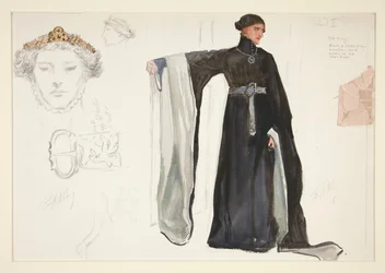 Riccardo II (in nero), bozzetto di costume per Henry Irving