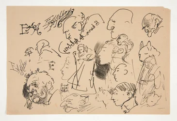 Foglio di schizzi di teste