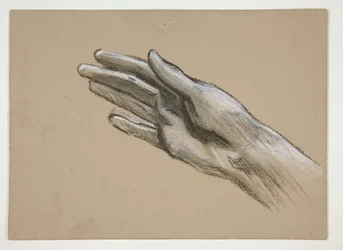 Schizzo di una mano (recto); Studi di composizione per una commedia (?) (verso)