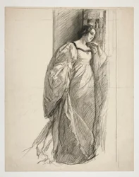 Schizzo di una signora, illustrazione per