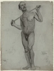 Schizzo di un nudo maschile (disegno di studio)