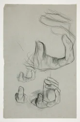 Schizzo di mano che stringe un bastone