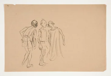 Schizzo di tre uomini (studio per 1937.1072?), da Il mercante di Venezia