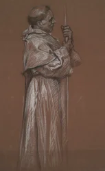 Figura in piedi di un frate, studio per murale