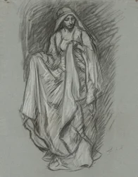 Studio per figura femminile drappeggiata, studio per La ricerca del Santo Graal (serie di 15 dipinti per la Biblioteca Pubblica di Boston, completata nel 1901)