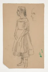 Studio di una giovane ragazza con grembiule