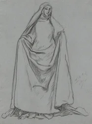 Studio di figura femminile (verso: figura maschile)