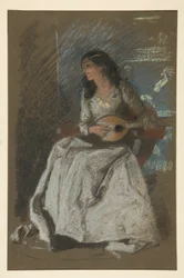 Studio di Signora che Suona il Mandolino