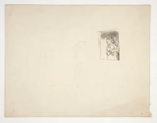 Donna alla finestra - illustrazione non identificata