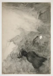 Donna che legge, figura che osserva - (illustrazione non identificata)