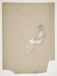 Donna seduta in abiti classici: studio per