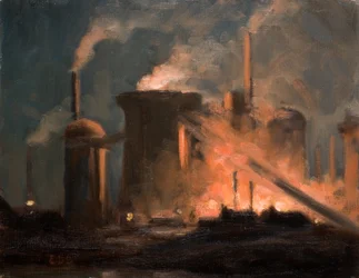 Altiforni, notte (olio su tavola)