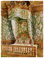 Letto di stato dorato di Maria Antonietta, Camera della Regina, Palazzo di Fontainebleau, Francia, 1911-1912