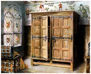 Pressa di quercia, Strangers Hall, Norwich, Norfolk, 1910