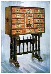 Cabinet Vargueno di castagno, avorio e altri materiali, 1910