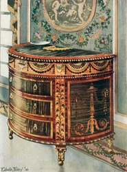 Comò in satinwood intarsiato con montature in bronzo dorato