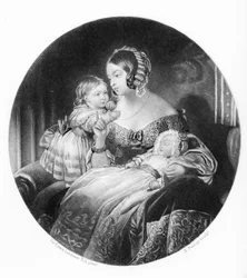 La Regina, la Principessa Reale e il Principe di Galles, inciso da R. Piercy, 1842