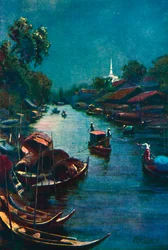 Una scena tipica del canale, Bangkok