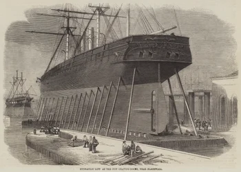 Ascensore idraulico ai nuovi bacini di carenaggio, vicino a Blackwall