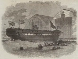 Varo della fregata a vapore a vite di Sua Maestà Bristol al cantiere navale di Woolwich