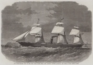 Il piroscafo a vite City of New York, una delle navi della Inman Line che corre tra Liverpool e i porti degli Stati Uniti