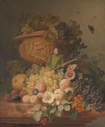 Natura morta con fiori e frutta