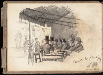 Caffetteria all’aperto a Parigi, Boulevard des Batignolles, pagina tratta dal quaderno di schizzi di Järnefelt