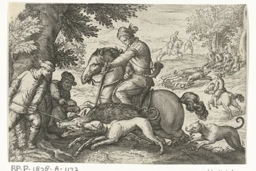 Paesaggio collinare con caccia al cinghiale