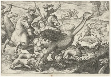 Paesaggio con caccia allo struzzo (Scene di caccia)