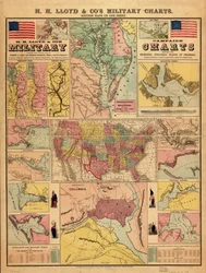 Carte militari della campagna di H. H. Lloyd & Co. che mostrano i principali luoghi strategici di interesse