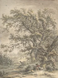 Un uomo che riposa sotto un albero