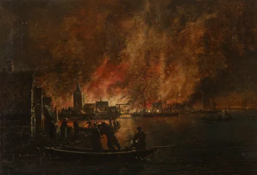 Incendio notturno su città olandese