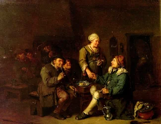 Interno di una taverna con fumatori