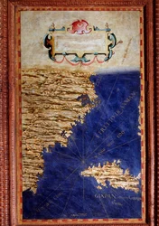 Carta della Cina e del Giappone realizzata da Egnazio Danti (1536-1586), matematico, cosmografo e architetto italiano. Intorno al 1567. Firenze, Palazzo Vecchio, Sala del Mappamondo.