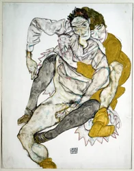 Coppia seduta. Disegno di Egon Schiele
