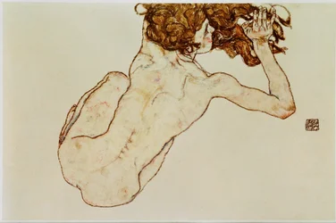 Nudo accovacciato, vista di schiena