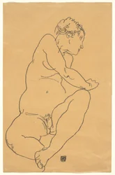 Nudo femminile piegato a sinistra