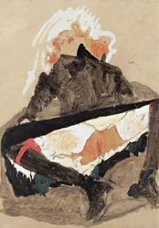 Ragazza in abito nero con le gambe divaricate, 1910