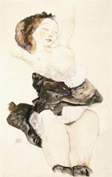 Giovane ragazza sdraiata, mezza nuda, 1912