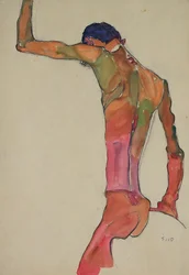 Nudo maschile con braccio alzato