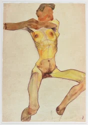 Nudo maschile, giallo (acquerello e carboncino)